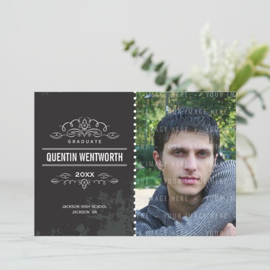 AFSTUDEREN AANKONDIGING cool grunge  zwart (Staand voorkant)