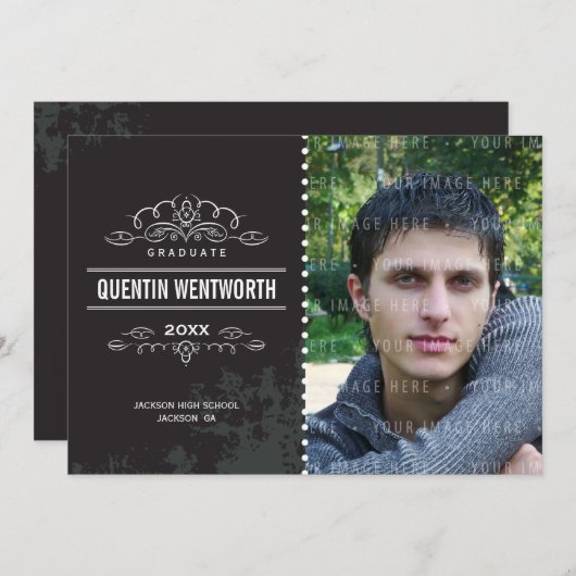 AFSTUDEREN AANKONDIGING cool grunge  zwart (Voorkant / Achterkant)