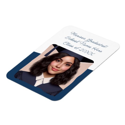 Afstuderen Aankondiging Custom Photo Typography Magneet (Linkerzijde)