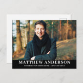 Afstuderen Aankondiging Foto Blk Briefkaart (Voorkant / Achterkant)