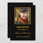 Afstuderen Aankondiging Foto Gold Uitnodiging (Voorkant / Achterkant)