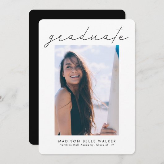 Afstuderen Aankondiging foto modern Afstuderen (Voorkant / Achterkant)