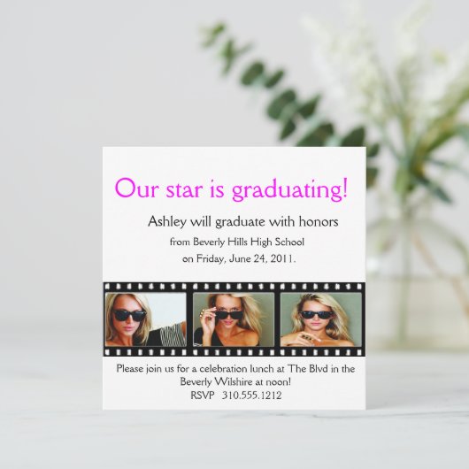 Afstuderen Aankondiging Fotokaart Filmstrip (Staand voorkant)