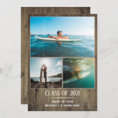 Afstuderen Aankondiging Houten Planken 3 Fotokaart (Voorkant / Achterkant)