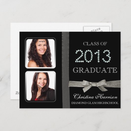 Afstuderen aankondiging klasse van 2013 Glitz Glam (Voorkant / Achterkant)