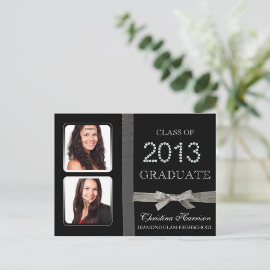 Afstuderen aankondiging klasse van 2013 Glitz Glam (Staand voorkant)