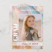 Afstuderen aankondiging op pastel marmeren patroon (Voorkant / Achterkant)