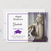 Afstuderen Aankondiging Paars Pet en Foto (Voorkant)