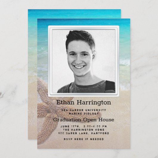 Afstuderen Aankondiging Strandthema (Voorkant / Achterkant)