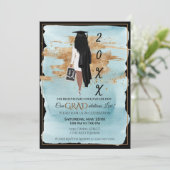 Afstuderen Aankondiging Uitnodiging Witte Dress (Staand voorkant)