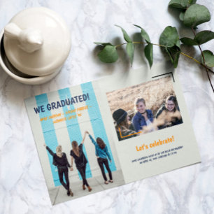 Afstuderen Aankondiging van Vrienden Twee Foto's