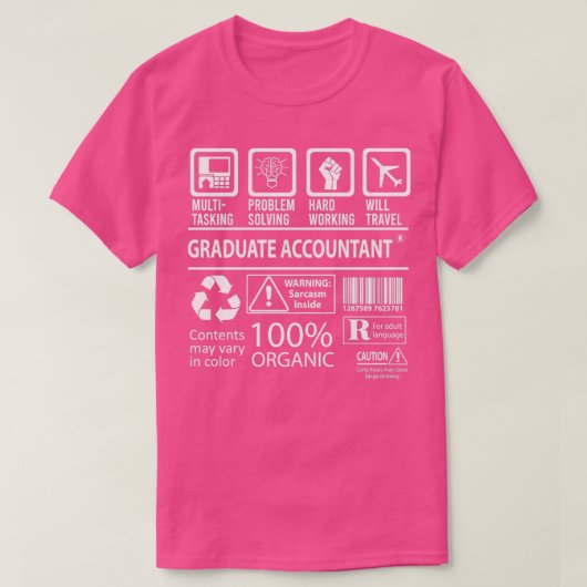 Afstuderen accountant MultiTasking Certified Job G T-shirt (Design voorkant)