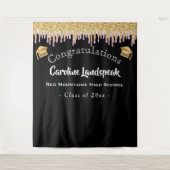 Afstuderen achtergrondroze goudglitterdrift wandkleed (Voorkant)