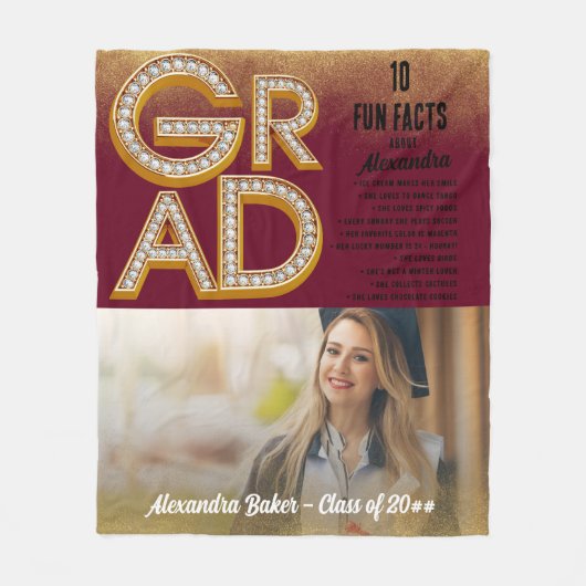 Afstuderen Afstudeerder Glitter Goud Leuk Feiten F Fleece Deken (Voorkant)