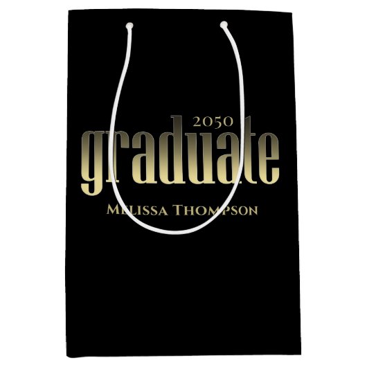Afstuderen Afstudeerder Gold Afstuderen Script Bla Medium Cadeauzakje (Voorkant)