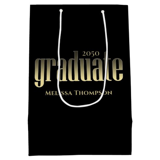 Afstuderen Afstudeerder Gold Afstuderen Script Bla Medium Cadeauzakje (Achterkant)