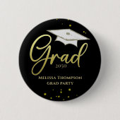 Afstuderen Afstudeerder Gold Afstuderen Script Par Ronde Button 5,7 Cm (Voorkant)