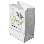 Afstuderen Afstudeerder Gold Afstuderen Script Pet Medium Cadeauzakje (Voorkant Gekanteld)