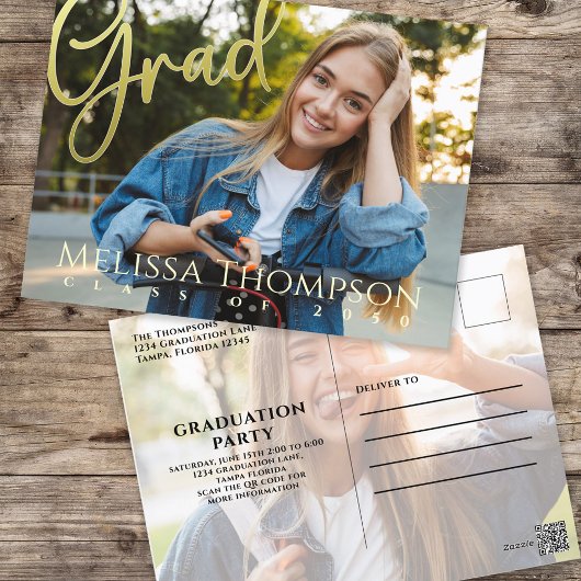 Afstuderen Afstudeerder Gold Calligrafie Eenvoudig Briefkaart