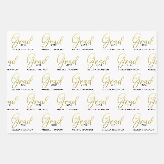 Afstuderen Afstudeerder Gold Calligraphy Script Mo Inpakpapier Vel (Voorkant)