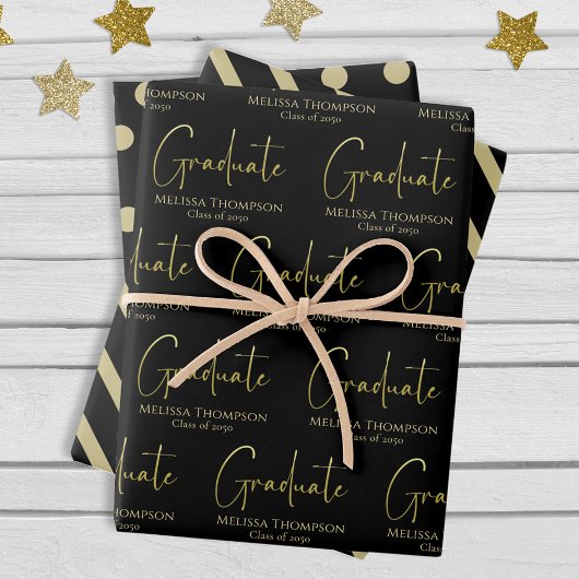 Afstuderen Afstudeerder Gold Calligraphy Script Mo Inpakpapier Vel