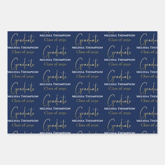 Afstuderen Afstudeerder Gold Calligraphy Script Mo Inpakpapier Vel (Voorkant 2)