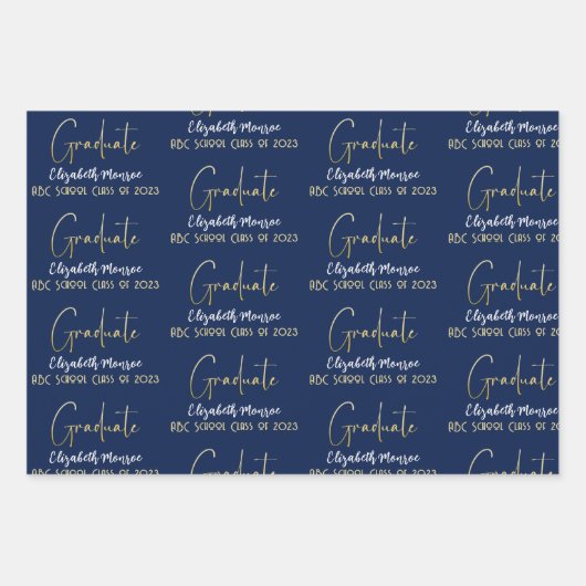 Afstuderen Afstudeerder Gold Calligraphy Script Mo Inpakpapier Vel (Voorkant)