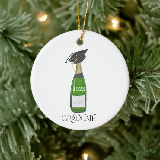 Afstuderen Afstuderen Cap Champagne Custom Christm Keramisch Ornament (Boom)
