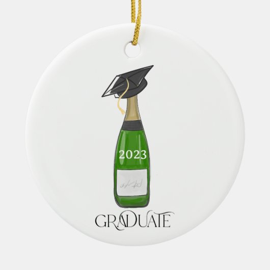 Afstuderen Afstuderen Cap Champagne Custom Christm Keramisch Ornament (Voorkant)