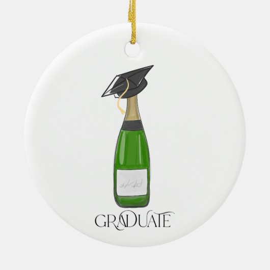 Afstuderen Afstuderen Cap Champagne Custom Christm Keramisch Ornament (Achterkant)