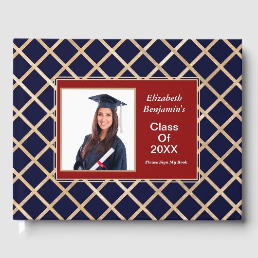 Afstuderen Afstuderen Class Photo Gold Custom Gastenboek (Voorkant)