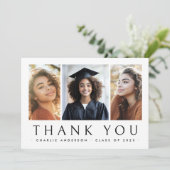 Afstuderen afstuderen Elegant 3 foto Bedankkaart (Staand voorkant)