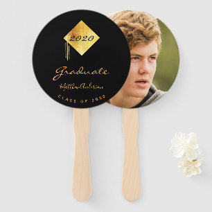 Afstuderen afstuderen foto zwart goud handwaaier