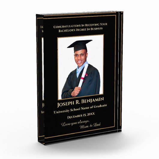 Afstuderen Afstuderen School College Gold Custom Fotoblokken (Links)