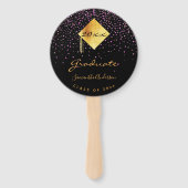 Afstuderen afstuderen zwarte gouden paarse foto handwaaier (Voorkant)