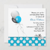 afstuderen aqua polka dot border kaart (Achterkant)