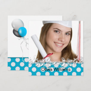 afstuderen aqua polka dot border kaart
