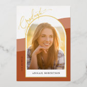 Afstuderen Arch Photos Terracotta Afstuderen Gold Folie Uitnodiging (Voorkant)