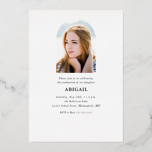 Afstuderen Arch Photos Terracotta Afstuderen Gold Folie Uitnodiging (Achterkant)