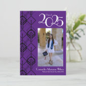 Afstuderen Art Deco Black Paarse aankondiging (Staand voorkant)