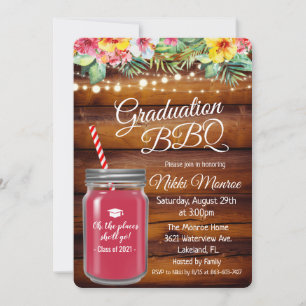 Afstuderen Backyard BBQ Mason Jar Invitation Kaart