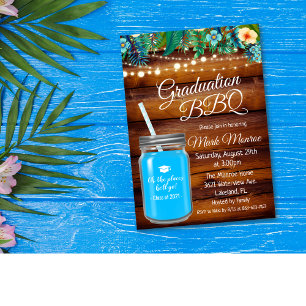 Afstuderen Backyard BBQ Mason Jar Invitation Kaart