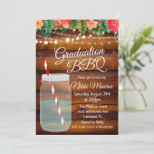 Afstuderen Backyard BBQ Mason Jar Invitation Kaart (Staand voorkant)