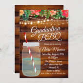 Afstuderen Backyard BBQ Mason Jar Invitation Kaart (Voorkant / Achterkant)