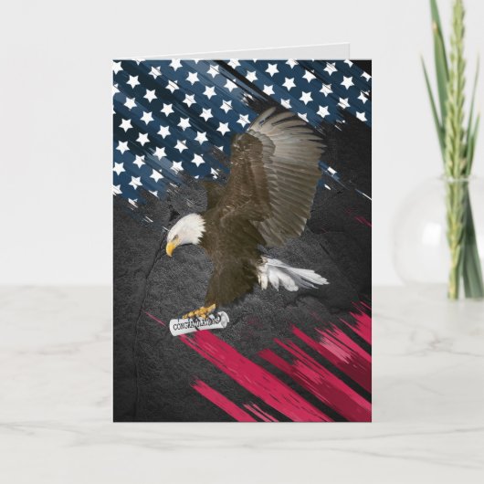 Afstuderen Bald Eagle over vlag Kaart (Voorkant)