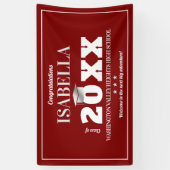 Afstuderen banner voor rode en witte schoolkleuren (Verticaal)