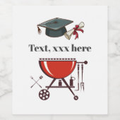 Afstuderen BBQ, afstudeerder party Wijn Etiket (Enkel label)