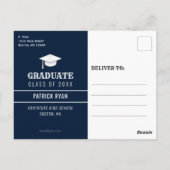 Afstuderen BBQ Blue White Stripe Invitation Briefkaart (Achterkant)