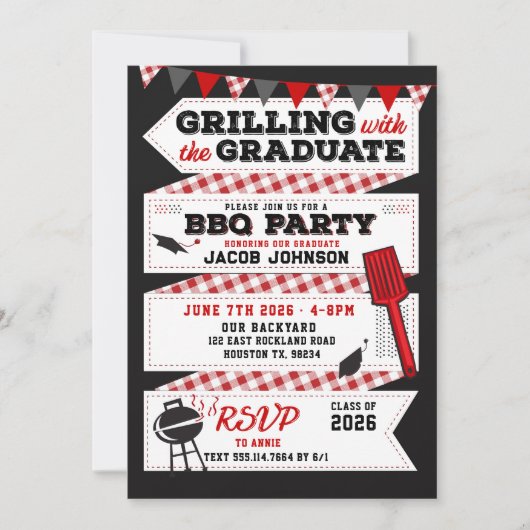 Afstuderen BBQ Feestuitnodiging, Afstudeerder fees Kaart (Voorkant)