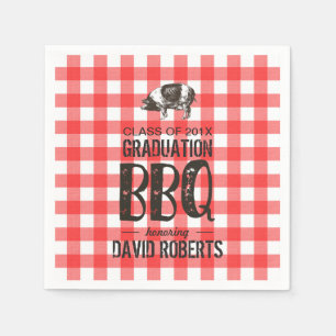 Afstuderen BBQ Party Red Gingham Pig Roast Servet